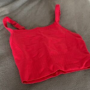 Red Ribbed Crop Top